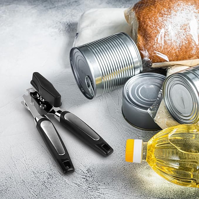 12 Pcs Can Opener Manual Multifunctional Tin and Can Opener Smooth Edge with Sharp Blade Hand Held Soft Grip Handle Bottle Opener Quick Opening Tool with Large Turn Knob for Kitchen