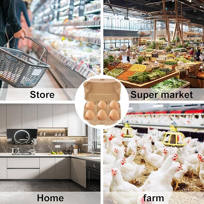 50 Pack Egg Baskets, Half Dozen Egg Cartons, Paper Egg Cartons, Egg Holder Hold 6 Eggs each for Safe Storage, Transport & Display - Ideal for Farm Fresh Eggs, Crafts, (Standard Size)