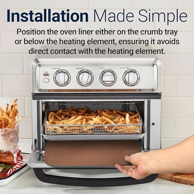 Toaster Oven Liners for Bottom of Oven (4 Pack) Reusable Non-Stick Heat Resistant Toaster Liners, Compatible with Ninja, Cuisinart, Emeril Lagasse & More, Toaster Mat, 12"x12" (Copper)