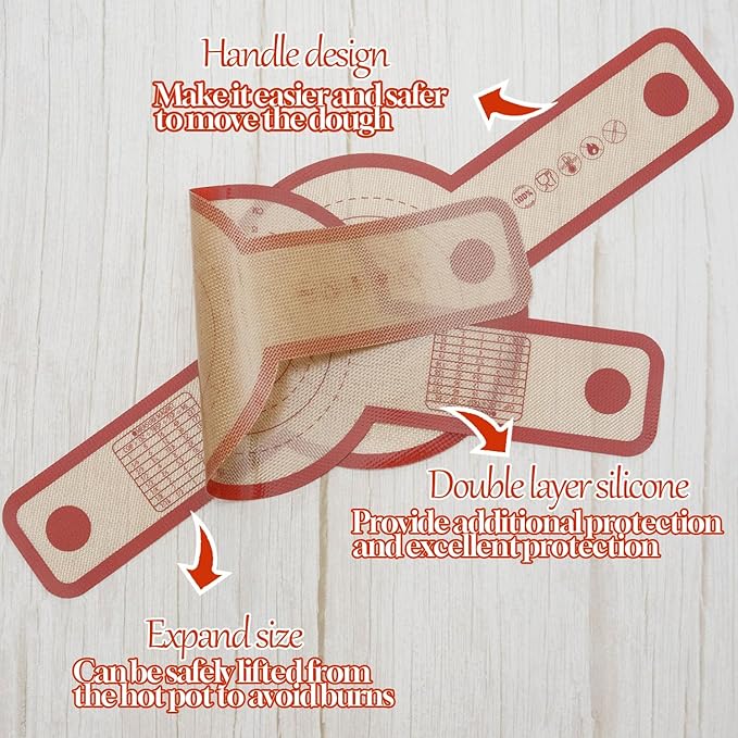 Silicone Bread Sling for Dutch Oven, 2 PCS Non-Stick & Easy Clean Reusable Silicone Bread Baking Mat with Extra Long Handles, Easy and Stable to Transfer Sourdough