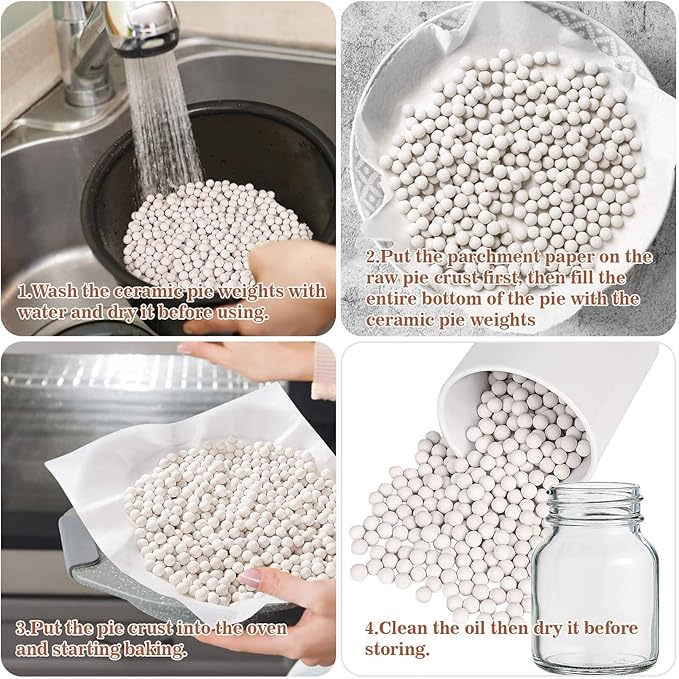 Sukh 1LB Pie Weights for Baking - Pie Crust Weights Ceramic Baking Beans for Reusable Natural Ceramic Stoneware Homemade Kitchen Must Have Round Household Steam Oven Stone