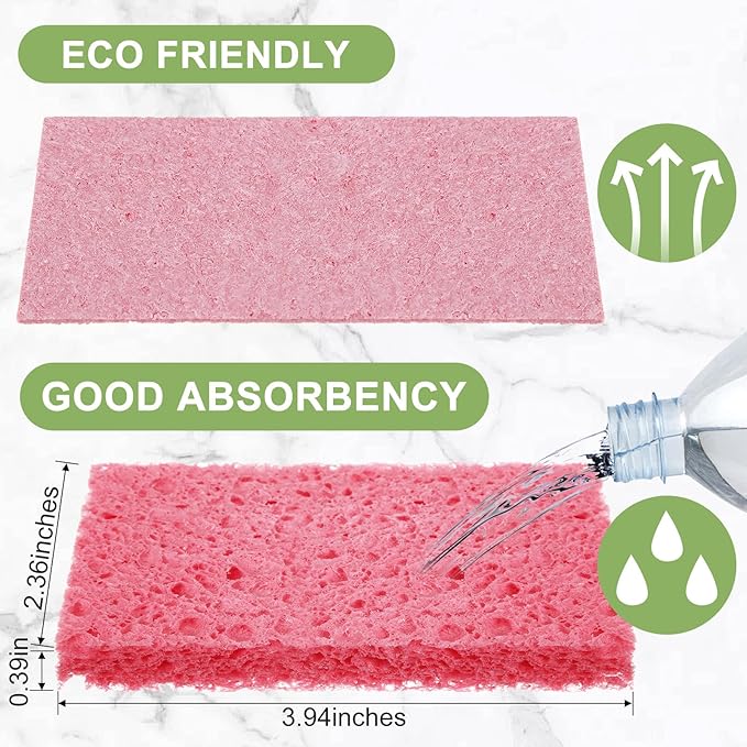 Zhengmy 300 Pieces Kitchen Sponge Bulk Natural Sponges for Dishes Compressed Wood Pulp Sponges Cleaning Sponge Without Scratching for Kitchen Bathroom, 3.9 x 2.4 x 0.12 Inch (Multicolor)