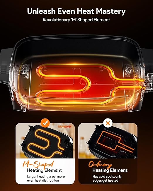 Nuwave Medley XL Digital Electric Skillet, Family Size Griddle w/Glass Lid, 2025 New & Improved Precision Heating, 100°-425°F, PFAS Free G11 Nonstick Ceramic Coating, Portable Hot Plate, 7qt Capacity