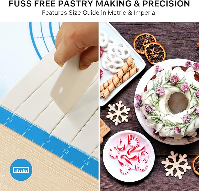 Silicone Baking Pastry Mat,36" x 24" Large Non Stick Sheet Mat with Measurement, Non-slip Food Grade Dough Rolling Mat for Making Cookies,Macarons,Bread