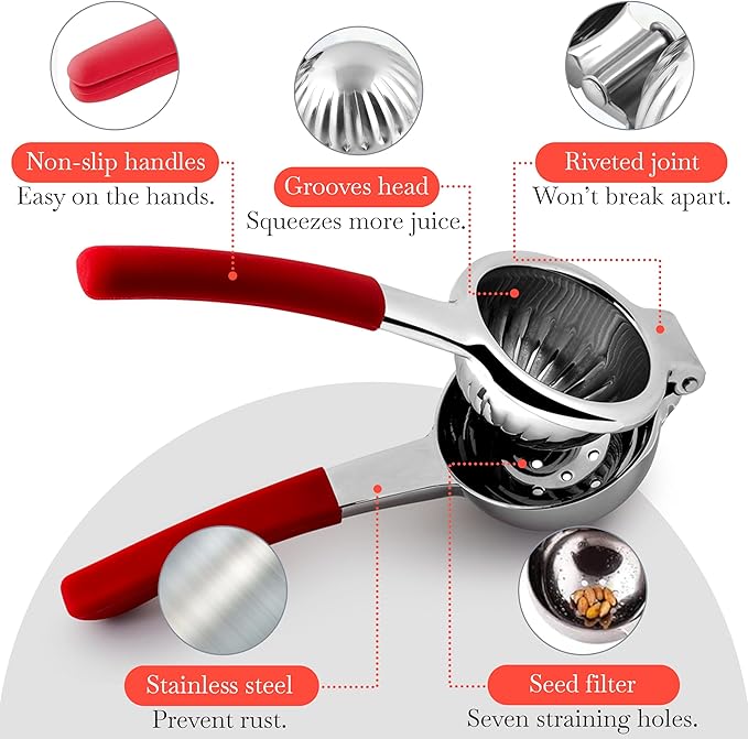 Bellemain Citrus Juicer | Metal Lemon Squeezer | Lime and Lemon Juicer Stainless Steel with Silicone Handles | Manual Juicer, Citrus Squeezer, Hand Held Juicer | Bar Juicer for Bartender Accessories