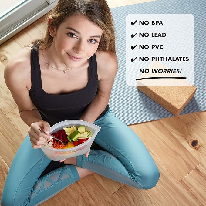 Zip Top Reusable Food Storage Bags | Large Dish [Lavender] | Silicone Meal Prep Container | Microwave, Dishwasher and Freezer Safe | Made in the USA