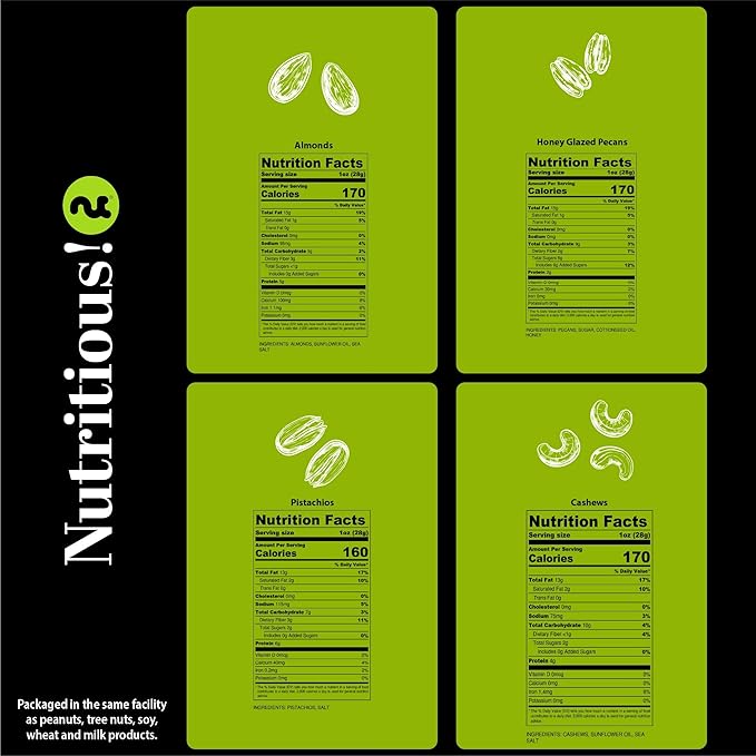 NUT CRAVINGS - Mixed Nuts Gift Basket in Black Gold Box (4 Assortments) Food Arrangement, Healthy Snack Care Package, Food Assortments