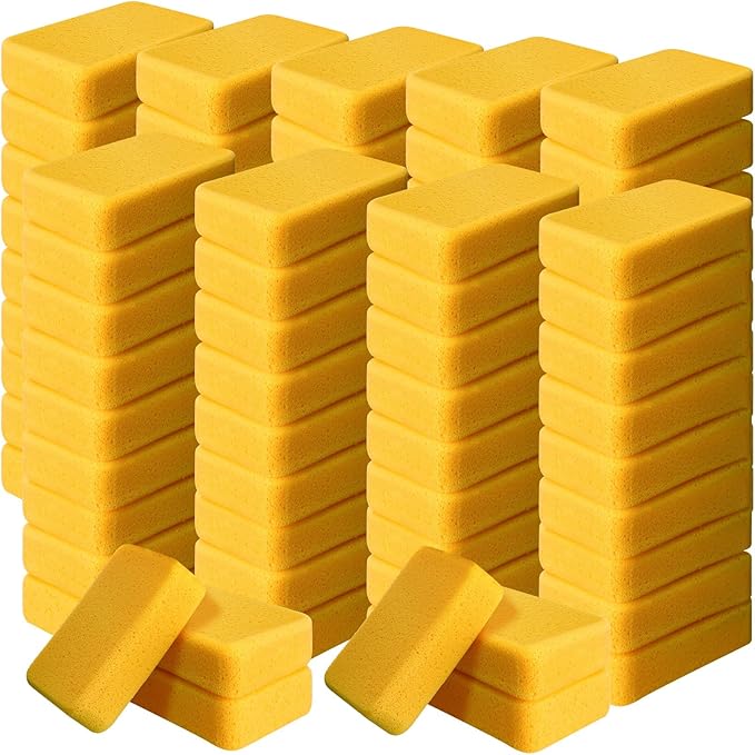 Tioncy 84 Pcs Large Sponges Bulk 7.5 x 5.5 x 1.9 Inch Grouting Car Wash Foam Cleaning and Washing Sponge Commercial Foam Large All Purpose for Cleaning Dishes Car Tile Bike (Yellow)