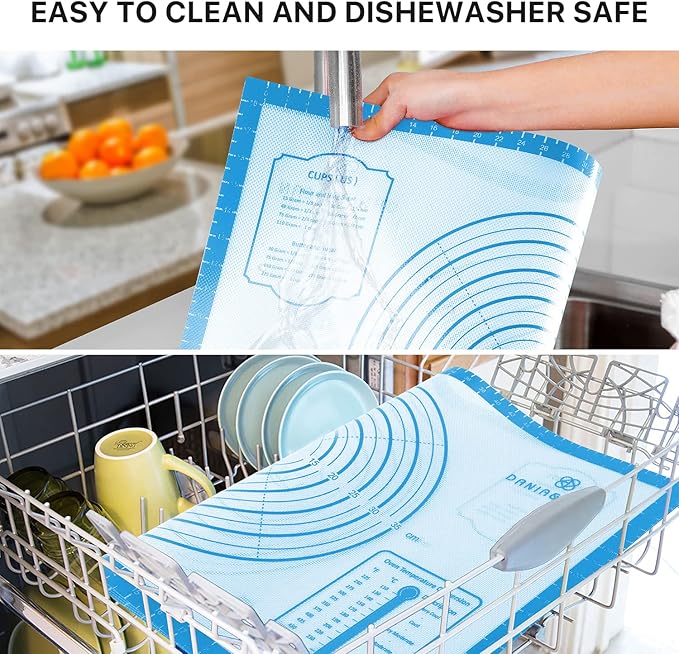 Silicone Pastry Mat,28" x 20" Nonstick Large Durable Silicone Sheet Mat with Measurement Non-slip Dough Rolling Mat for Pie Crust, Pizza, Cookies