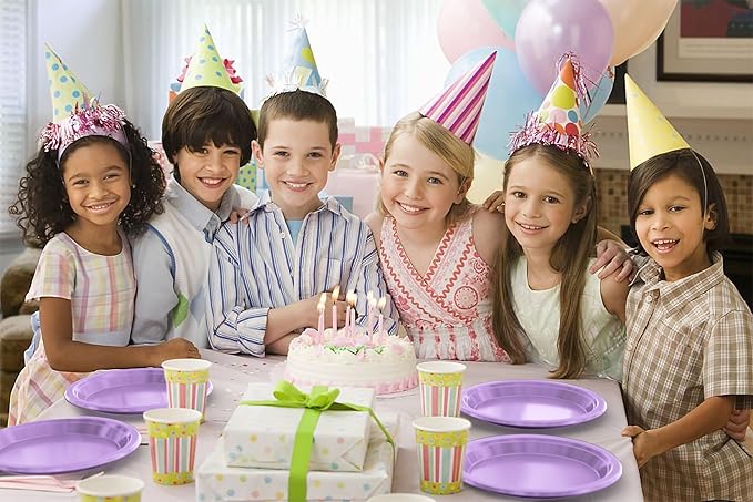 Exquisite Party Solids Lavender Plastic Plates For Party 9" Lavender Disposable Plates Heavy Duty Supplies 100 Pcs Plastic Dinnerware Sets Heavy Duty 350 GSM Disposable Dinnerware Set