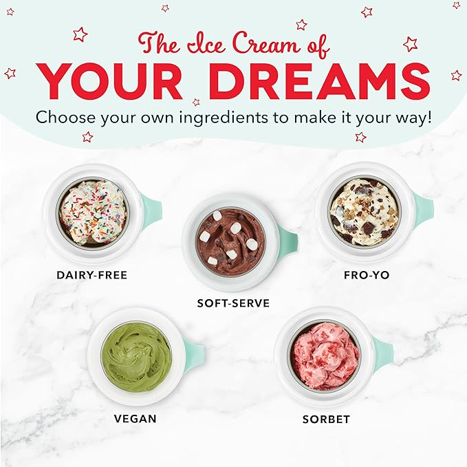 DASH My Mug Ice Cream Maker, for Ice Cream, Gelato, Sorbet, Frozen Yogurt, and Custom Mix-Ins