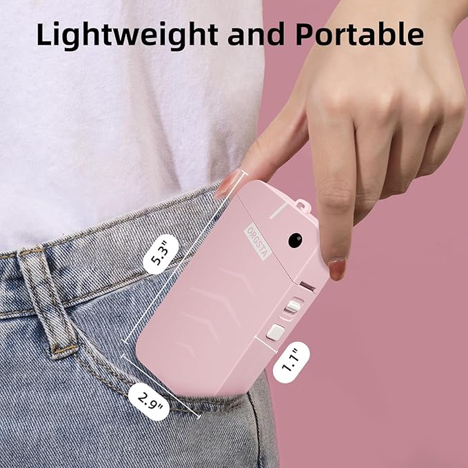 ORGSTA S001 Label Maker Machine with Tape, Portable Bluetooth Label Maker for Home and Office Organization, Thermal Label Printer Mini Sticker Maker with Multiple Templates, Pink