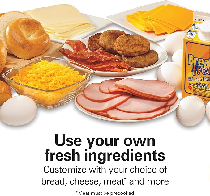 Hamilton Beach Breakfast Sandwich Maker with Egg Cooker Ring, Customize Ingredients, Perfect for English Muffins, Croissants, Mini Waffles, Perfect White Elephant Gifts, Coral (25483)