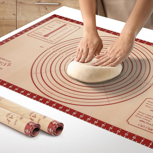 Zulay Kitchen Silicone Baking Mat Sheet - Reusable Silicone Baking Sheet - Easy & Convenient Nonstick Baking Supplies - Mats for Baking - Oven Safe - 16.5"x11.6" (Light Red)