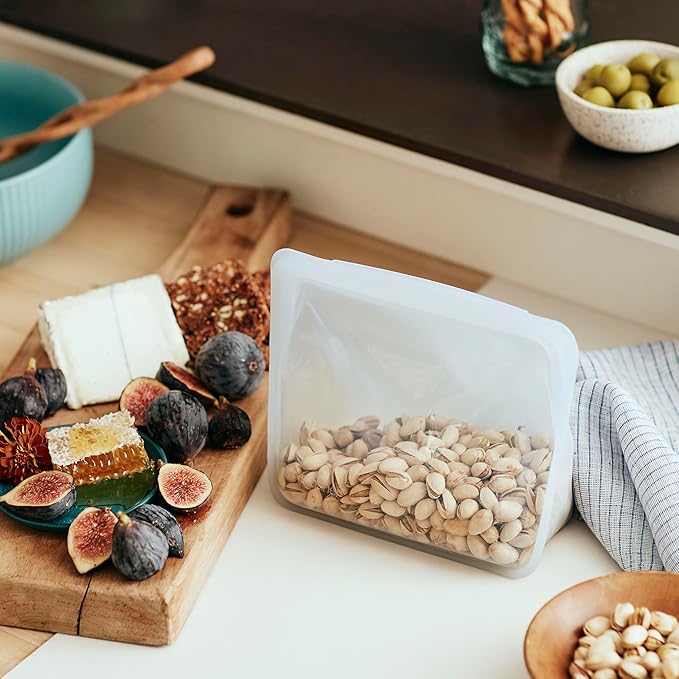 Stasher Premium Silicone Reusable Food Storage Stand-Up Mid Bag, Deep Ocean, Microwave, Sous Vide, Dishwasher, Oven and Freezer Safe, BPA Free, Leak-free, Eco-friendly, 56 Oz