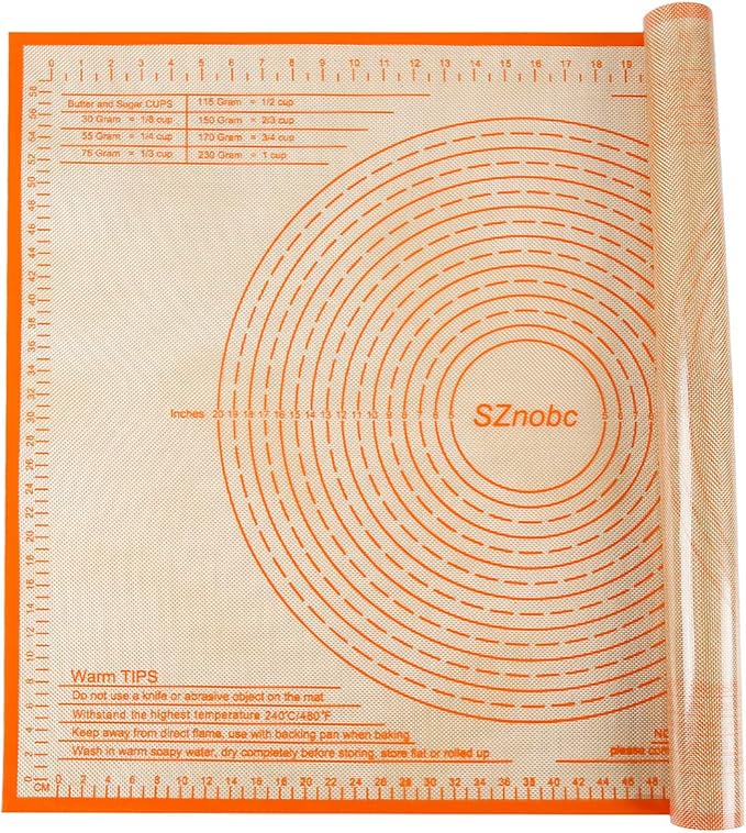 Silicone Pastry Mat 36'' By 24'' Extra Large Baking Mat with Measurements for Dough Rolling, Kneading Board, Kitchen Counter Mats, Perfect for Dough, Fondant, Pie Crust, Cookies, Bread, Pasta, Pizza