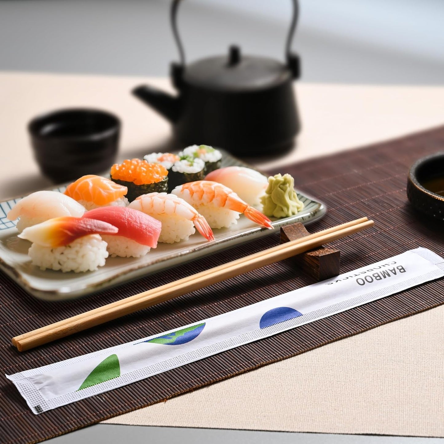 VIWIK 50 Pairs Premium Disposable Chopsticks - Individually Wrapped Natural Bamboo Reusable Chopstick - Japanese Korea Wooden Chop sticks, Portable Individually Wrapped chopsticks, 9 Inch