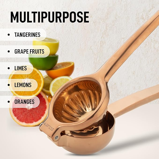 Zulay Kitchen Lemon Squeezer Stainless Steel - Premium Quality, Heavy Duty Solid Metal Squeezer Bowl - Large Manual Citrus Press Juicer and Lime Squeezer Stainless Steel - Rose Gold