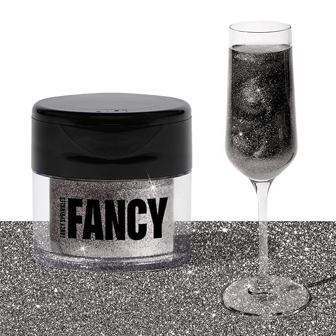 Fancy Sprinkles Halloween Onyx Black Premium Edible Glitter, 100% Edible Glitter for Sparkling Food & Drinks No Taste or Texture (4gm)