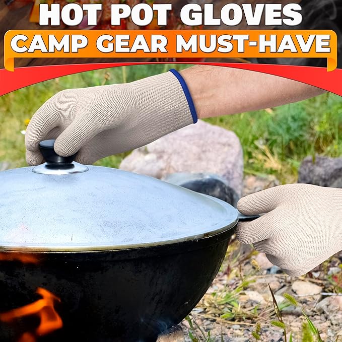 Heat Resistant Gloves - BBQ Gloves Heat Resistant Cooking Oven Gloves with Fingers Grill Glove Oven Mitts 480 to 932°F Grilling Gloves - Grill Gloves for Outdoor Grill Gloves for Hot Food Handling