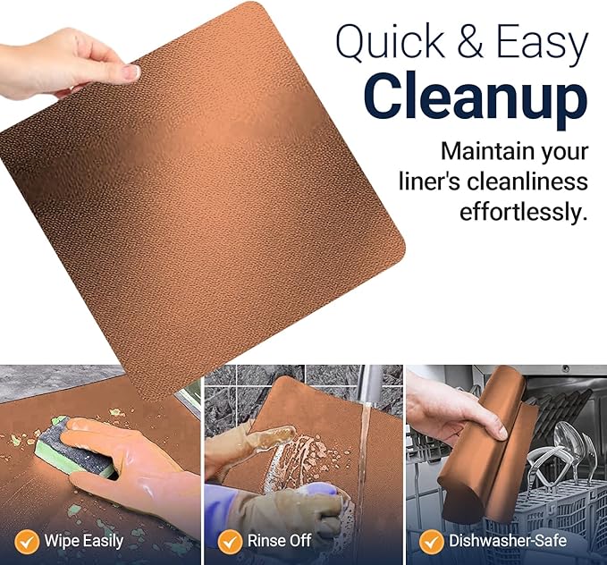 Toaster Oven Liners for Bottom of Oven (4 Pack) Reusable Non-Stick Heat Resistant Toaster Liners, Compatible with Ninja, Cuisinart, Emeril Lagasse & More, Toaster Mat, 12"x12" (Copper)