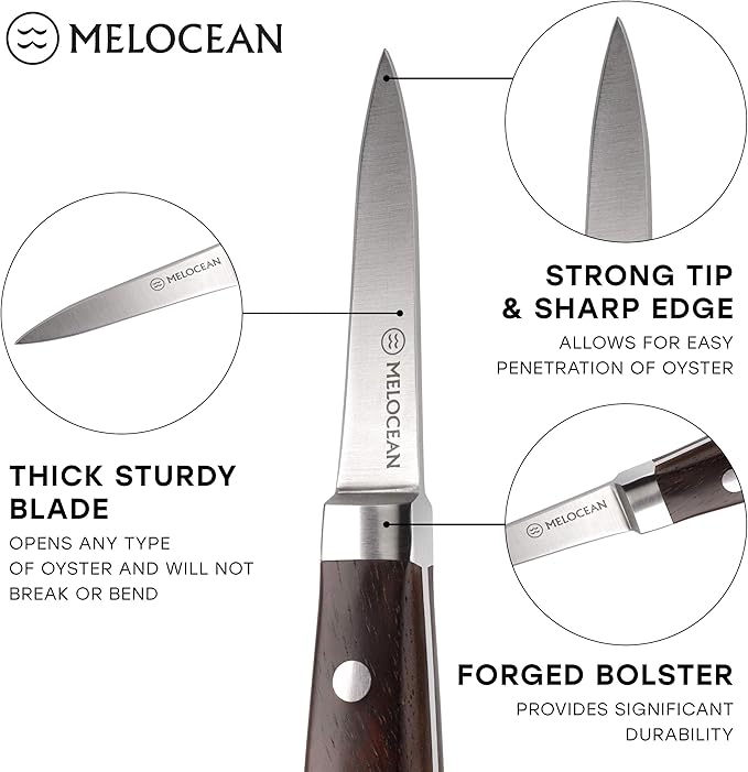 Oyster Shucking Knife and Gloves Set - Premium Oyster Knife and Oyster Shucking Glove Kit - Professional Oyster Shucker Clam Knife Oyster Opener Tool in Lovely Box - Bonus Ebook and Brochure Included