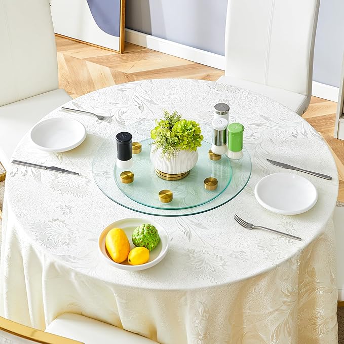 20" Tempered Glass Lazy Susan Turntable, 360° Silent-Spin Round Clear Tabletop Rotating Tray, Centerpiece for Dining Tables, Smooth Rotation, for Banquets, Weddings & Family Gatherings