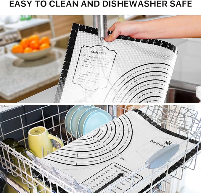 Pastry Mat, 28" x 20" Food Grade Silicone Extra Large Non Stick Baking Sheet Mat with Measurement for Making Cookies,Macarons,Bread and Pastry