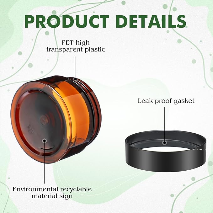 SATINIOR 6 Pack 1 oz Plastic Jars Containers with Lids Wide-mouth Refillable Leakproof Reusable Round Empty Jars for Travel Cosmetic Dry Food Spice Candy Cookie Home Kitchen Organizing(Amber)