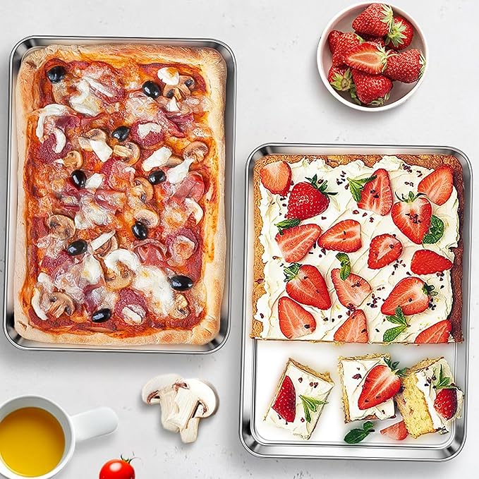 Homikit 1 Pack Baking Sheet, 9 x 13 Inches Stainless Steel Quarter Sheet Pan Set for Baking Cooking Toasting, Metal Cookie Tray Fits Toaster Oven, Non Stick & Rust Free, Dishwasher Safe
