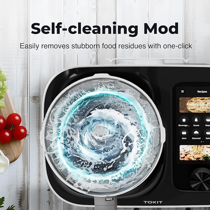 TOKIT Omni Cook C2 Smart Cooking Robot Food Processor Thermomix Automatic Cooking Machine 21 Functions AI Cooker Robot- Blender, Stirrer, Fry, Steamer, Chopper, Cutter, 3000+ Free Recipes, 95°F-356℉
