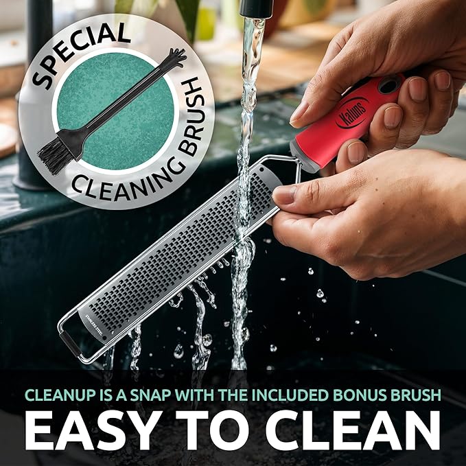 Lemon Zester & Parmesan Cheese Grater - Premium Citrus Zester Graters For kitchen W Stainless Steel, For Chocolate, Garlic, Ginger, Nutmeg, Fruits, Vegetables - Bonus Cleaning Brush & Glove