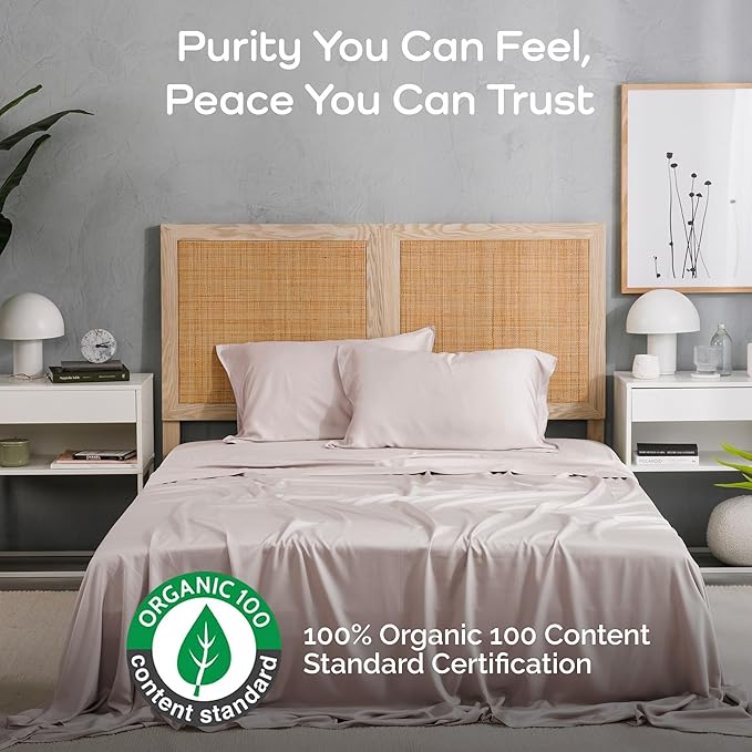 100% Viscose from Bamboo Sheets Full Size, Super Soft Bedding Set, 4PC Cooling Sheets for Hot Sleepers, Vegan Silk Moisture Wicking, Organically Grown Bedsheet, Blush - 54" x 75"