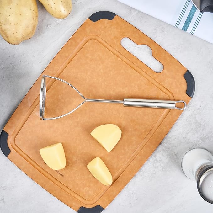 Restaurantware-German Standard Round-Faced Mashers With Ergonomic Handle, 6 Heavy-Duty Potato Mashers - Dishwashable, Durable, Stainless Steel Food Masher, For Avocado, Beans, Sweet Potatoes