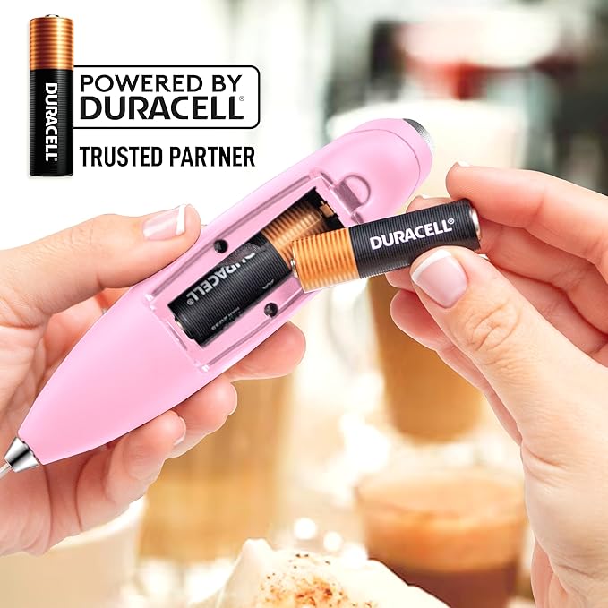 Zulay Powerful Milk Frother (4 Duracell Batteries Included) - Handheld Milk Frother Wand Drink Mixer for Coffee - Powerful Milk Foamer for Cappuccino, Frappe, Matcha & Creamer - Cotton Candy