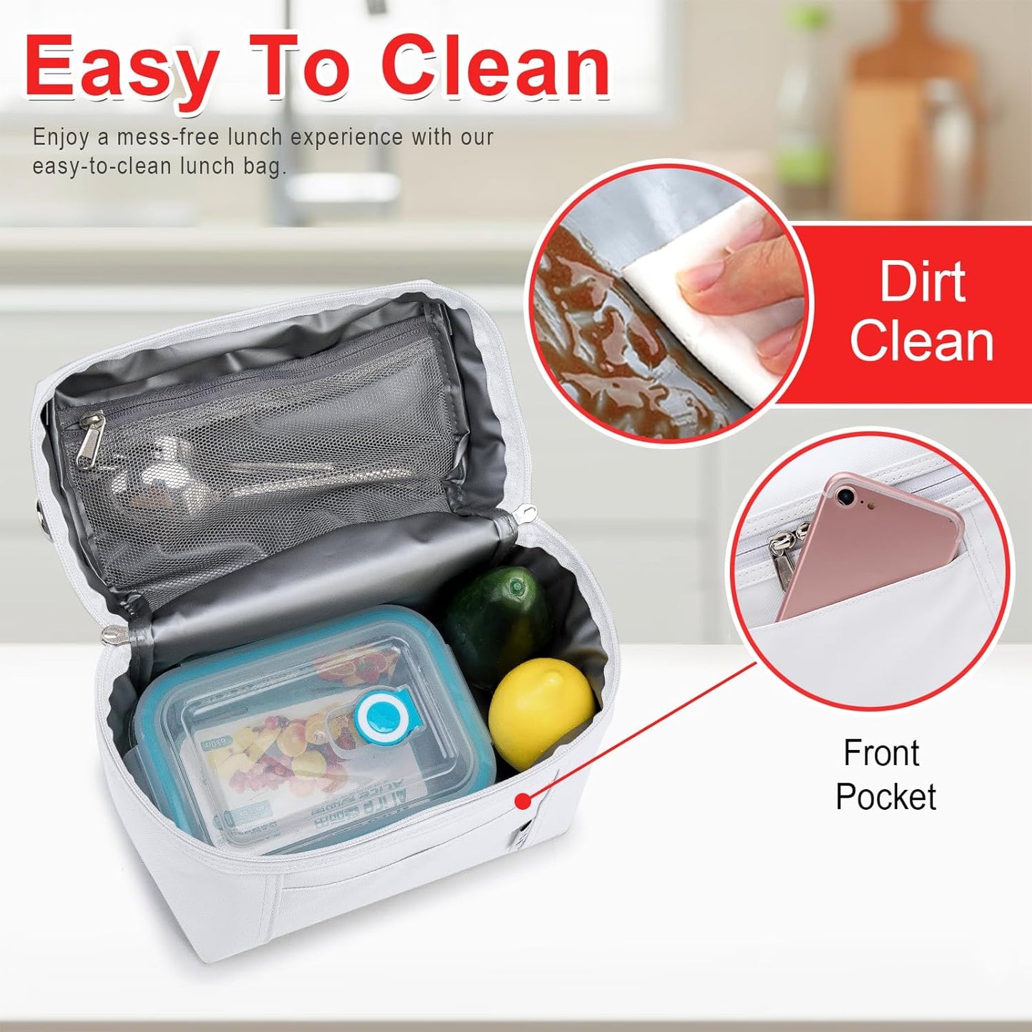 NOL Natural Organic Lifestyle Insulated Lunch Bags for Women Cooler Bag Lightweight Nylon Waterproof Lunch Box For Work