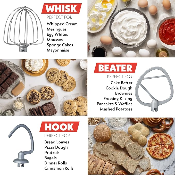 Gourmia 7 Qt Stand Mixer w/Attachments, Bowl Shield, Dough Hook, Whisk & Beater - 10-Speed Heavy Duty Kitchen Countertop Electric Dough Mixer