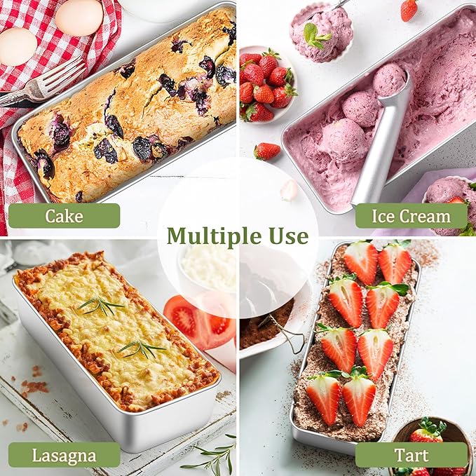 TeamFar Loaf Pan, 12 x 5 Inch Stainless Steel Loaf Pans for Baking Bread, 3 Pack Large Bread Loaf Baking Pan for Homemade Bread, Meatloaf, Cake, Brownies, Non-Toxic, Heavy-duty, Oven & Dishwasher Safe