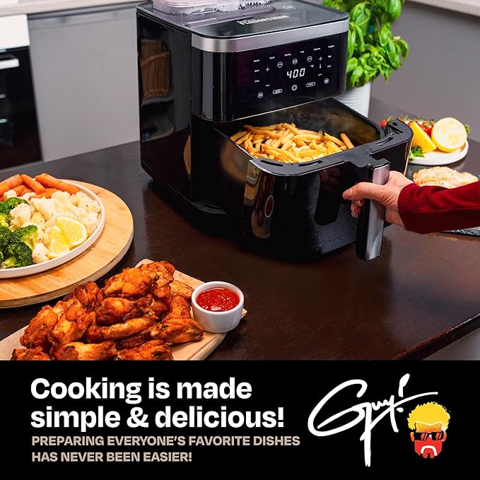 Guy Fieri's Flavortown 6.5 Quart Steam Air Fryer with Moisture Lock Technology – Programmable Steamer and Air Fryer Combination, Temperature Control, 10-Presets, 1700 Watts