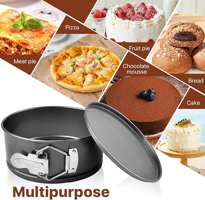 4 Pcs 6 Inch Springform Pan,Non-Stick Carbon Steel Cheesecake Pans with Removable Bottom,Leakproof Round Baking Mold for Cake, Pizza, Quiches, Compatible with 3 Qt Instant Pot (Black)