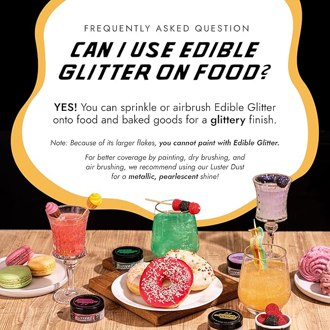 MONÉGASQUE Iconic Gold Edible Glitter for Drinks 10g – Edible Glitter for Cakes & Cocktails – Gold Sprinkles Spray for Food, Cupcake, & Cake Decorations – Halloween Cocktail & Drink Shimmer Powder