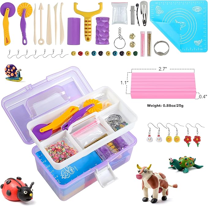 Polymer Clay 72 Colors, Modeling Clay for Kid Sets - Includes Sculpting Tools and Accessories with Storage Case - Ideal Holiday Gift for Children, Adults and Beginners