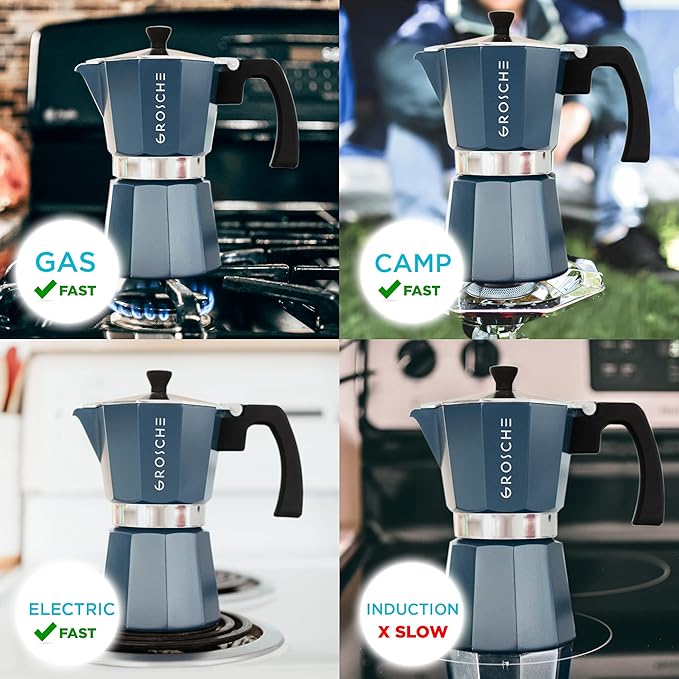 GROSCHE Milano Moka Pot | Stovetop Espresso Percolator & Coffee Maker – Portable, Ideal for Home and Camping