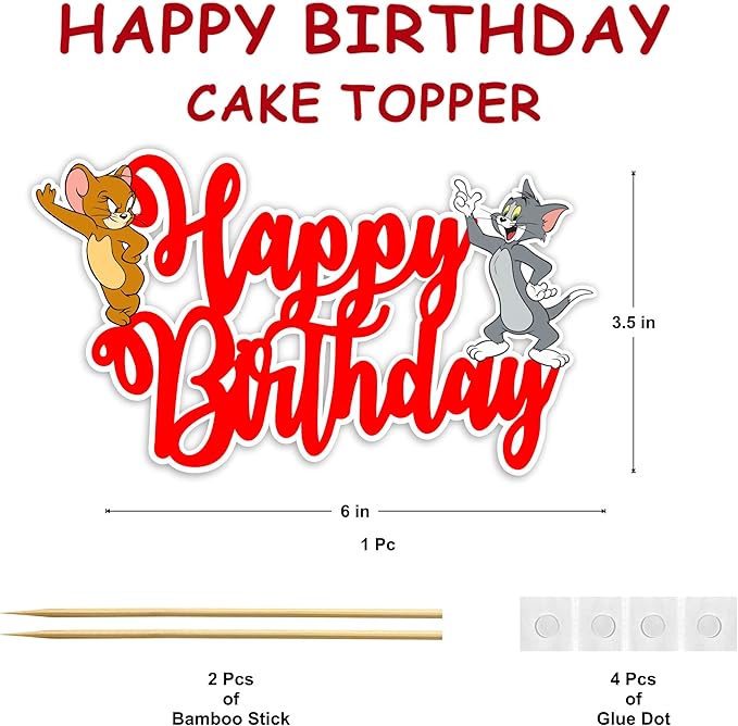 Tom & Jery Happy Birthday Cake Topper