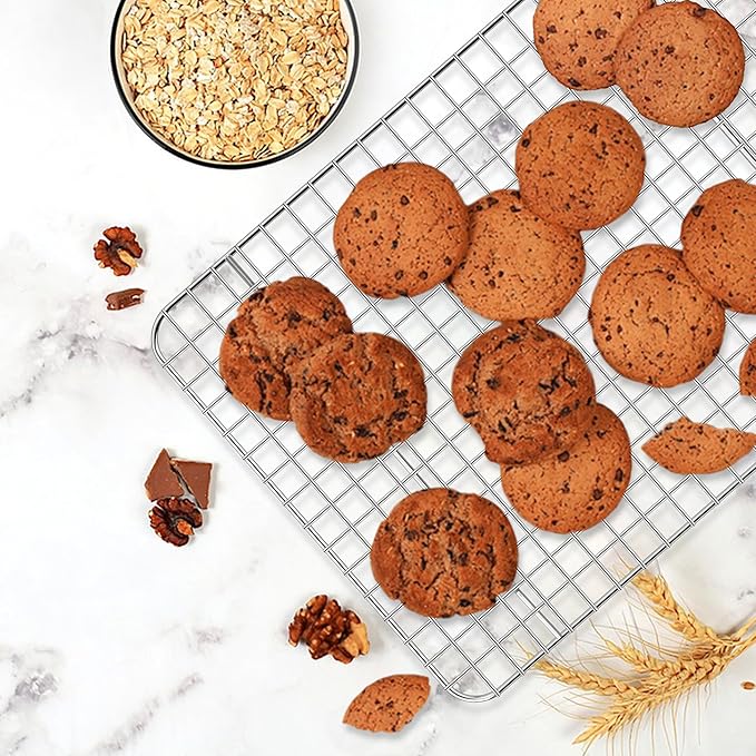 E-far Stainless Steel Baking Sheet with Wire Rack Set, 12.5” x 9.7” Cookie Sheet Broiling Pan for Oven, Rimmed Metal Tray with Cooling Rack for Cooking Roasting, Non-Toxic & Dishwasher Safe