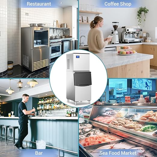 Commercial Ice Maker Machine 150Lbs/24H with 2 Water Inlet Modes, 36Pcs Ice Cubes in 8-15 Mins, Stainless Steel Under Counter/Freestanding Ice Machine with 25Lbs Storage Bin for Home/Shop/Office/Bar