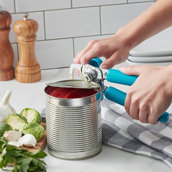 KitchenAid Classic Multifunction Can Opener and Bottle Opener Easy to Use, Razor Sharp Stainless Steel Cutting Wheel, Soft Ergonomic Handles, Ocean Drive