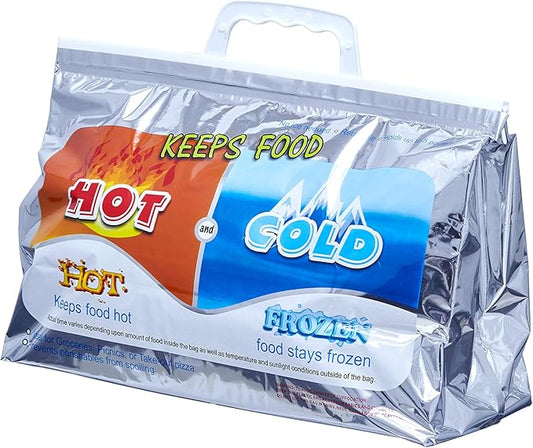 Superio Hot and Cold Insulated Bags for Food Delivery, Grocery Shopping Bags, Food Storage for Hot and Frozen Food for Travel, Disposable Cooler Bag, Reinforced Thermal Lunch Bag (1, 13"x5.5"x8.5")