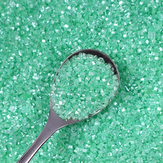 Green Sanding Sugar for Baking Easter Edible Sparkling Sugar Sprinkles Coarse Sugar Crystals for Cake Decoration Cookie Cupcake Topper Ice Cream Topping Supplies 150g/5.3oz