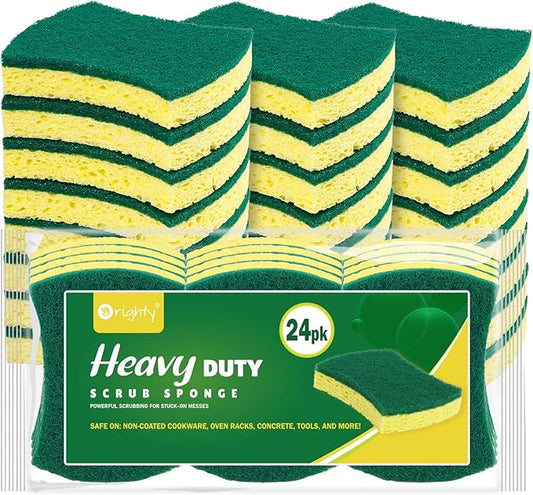 ORIGHTY Heavy Duty Cellulose Scrub Sponges Kitchen, Powerful Scrubbing & Cleaning, Suitable for Washing Dishes and Kitchen Cleaning, Absorbent & Rich Foam, 24 Count